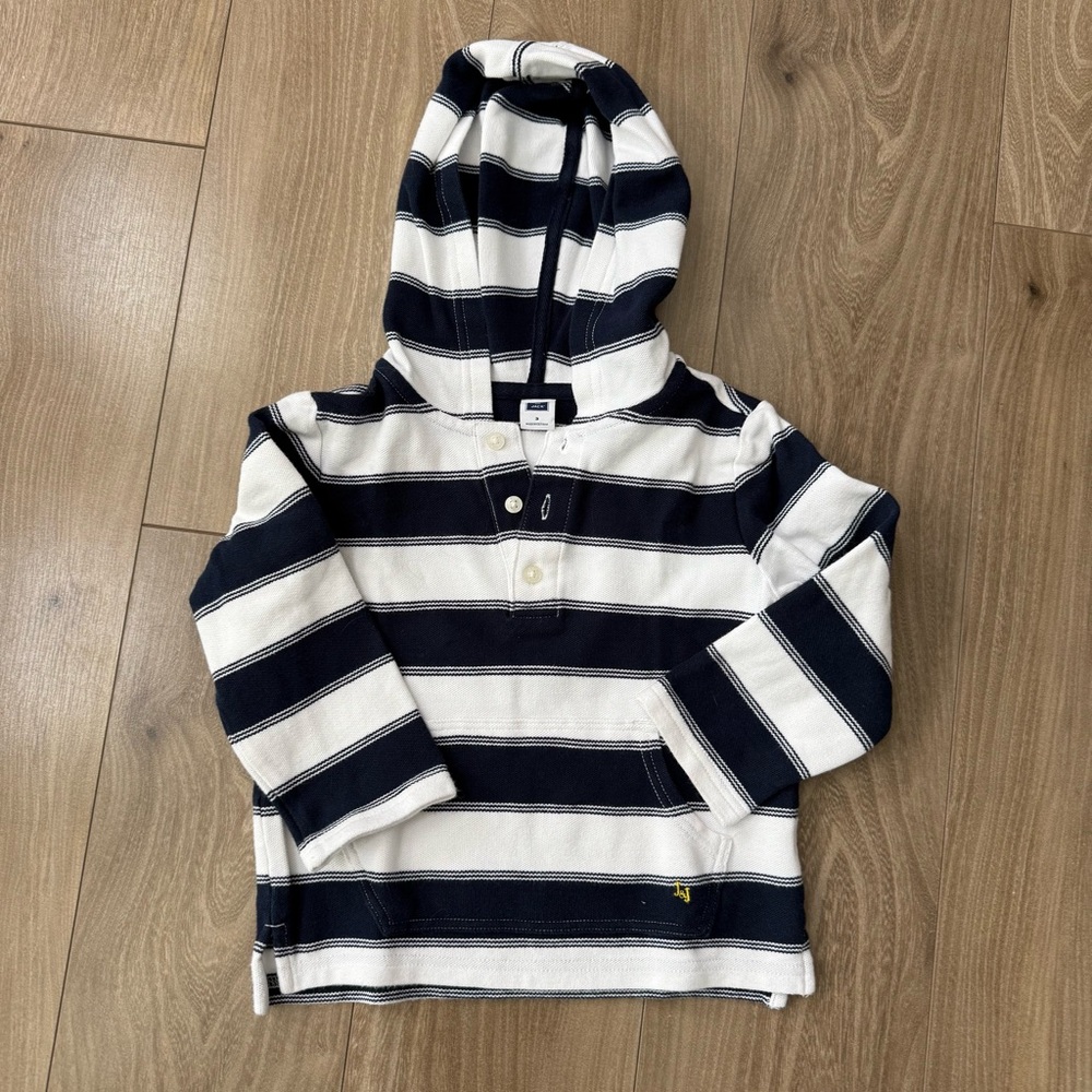 Janie and Jack Navy and Cream Striped Hoodie
